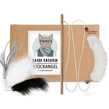 Kater Kasimir Premium Katzenangel Set Aus Buchenholz Mit 4 Handgemachten Anhängern 3 Kater Kasimir Premium Katzenangel Set Aus Buchenholz Mit 4 Handgemachten Anhängern