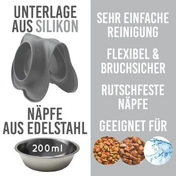 KaraLuna Napfunterlage Mit 4 Näpfen Grau 0,2 Cm³ 7 KaraLuna Napfunterlage Mit 4 Näpfen Grau 0,2 Cm³ – Bild 5